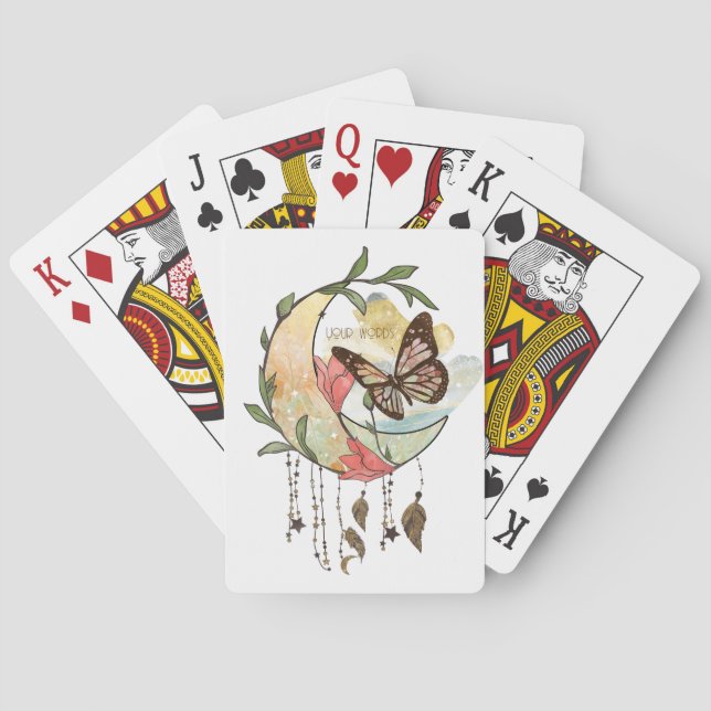 Create Your Own Boho Butterfly Moon Dreamcatcher Playing Cards (Back)