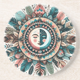 Create Your Own Boho Celestial Sun Moon Mandala Coaster