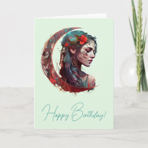 Create Your Own Boho Crescent Moon Goddess Holiday Card