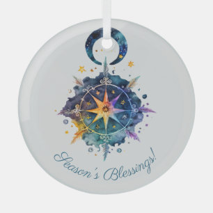 Create Your Own Boho Feathers, Moon & Star Glass Tree Decoration
