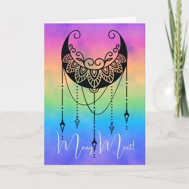 Create Your Own Boho Floral Moon Silhouette Card (Front)