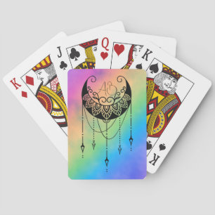 Create Your Own Boho Floral Moon Silhouette Playing Cards