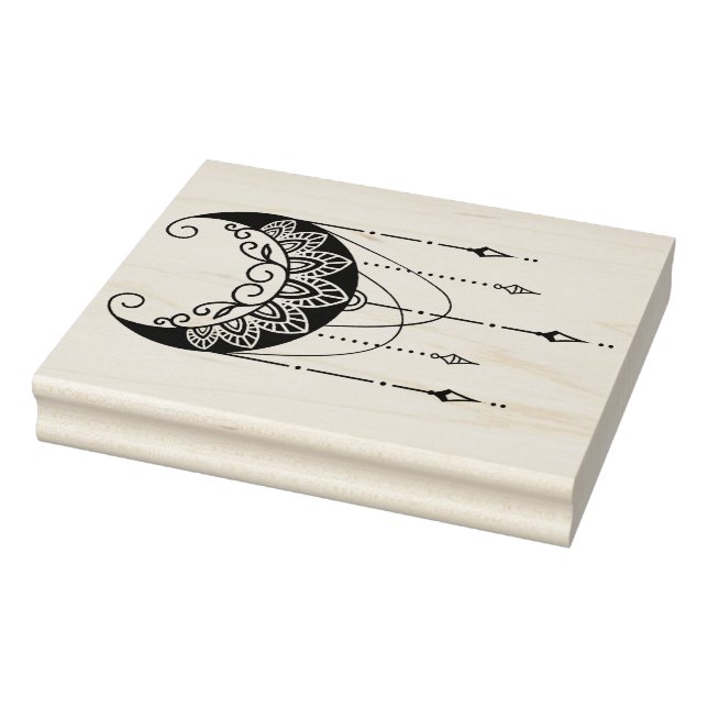 Create Your Own Boho Floral Moon Silhouette Rubber Stamp (Stamp)