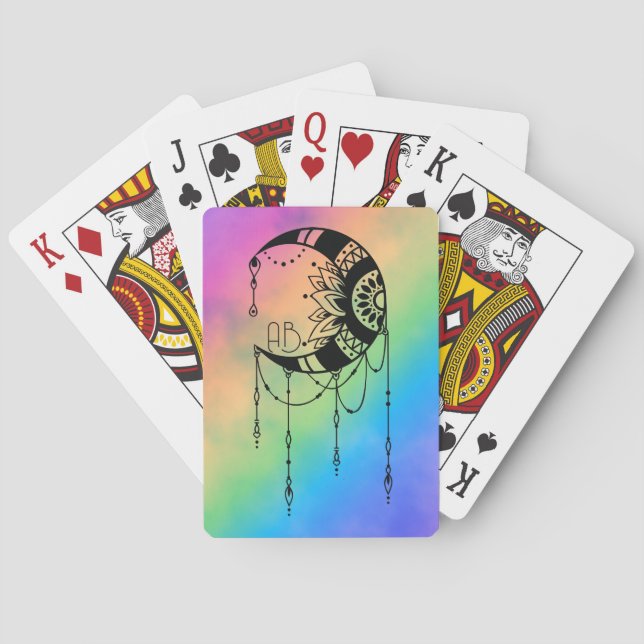 Create Your Own Boho Moon Silhouette Playing Cards (Back)