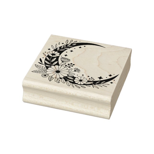 Create Your Own Boho Wildflowers Crescent Moon Rubber Stamp (Stamp)
