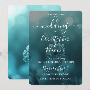 Create Your Own Bokeh Blue Wildflower Invitation