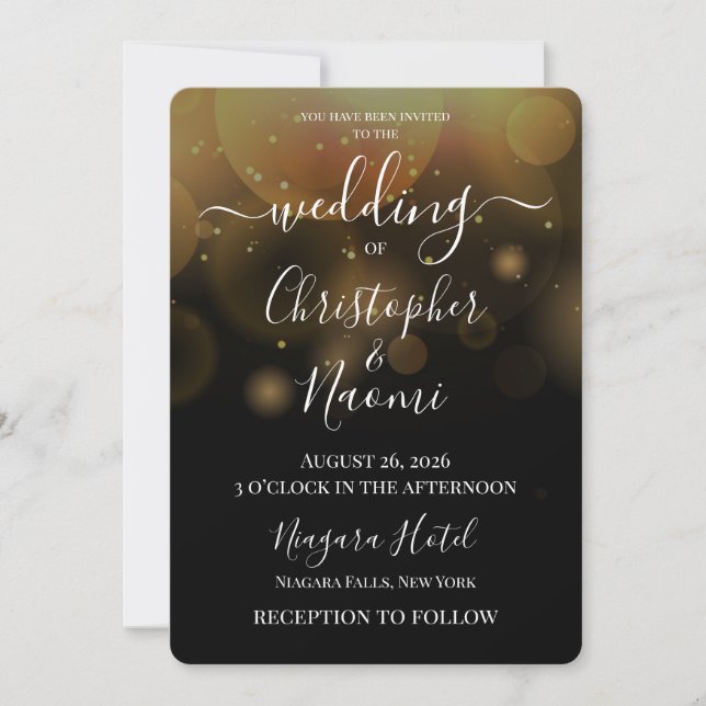 Create Your Own Bokeh Bubbles on Black Invitation (Front)
