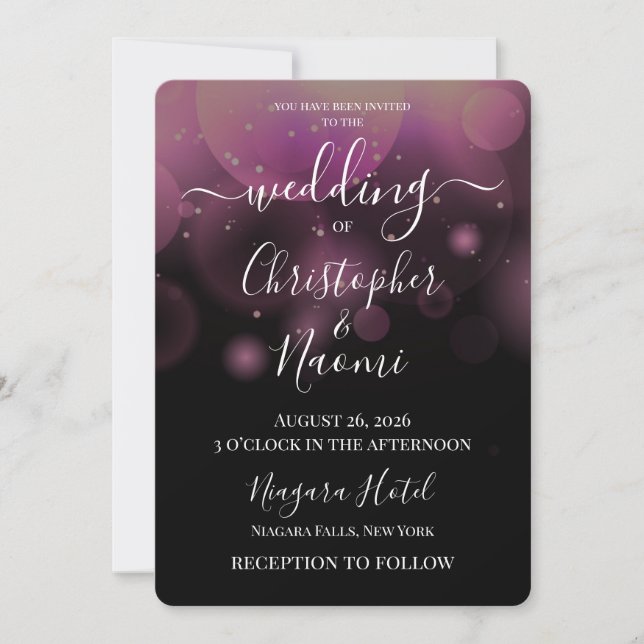 Create Your Own Bokeh Bubbles on Black Invitation (Front)