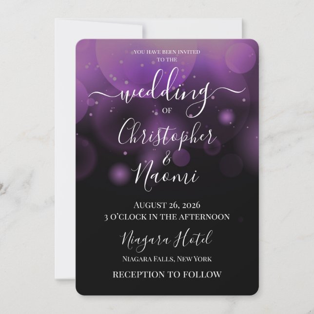 Create Your Own Bokeh Bubbles on Black Invitation (Front)