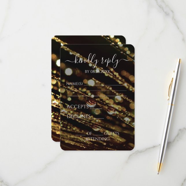 Create Your Own - Bokeh Frosted Branches RSVP Card (Front/Back In Situ)