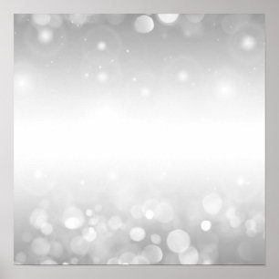 Create Your Own! Bokeh Lights Background - Silver Poster