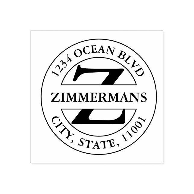 Create Your Own Bold Modern Monogram Round Rubber Stamp (Imprint)