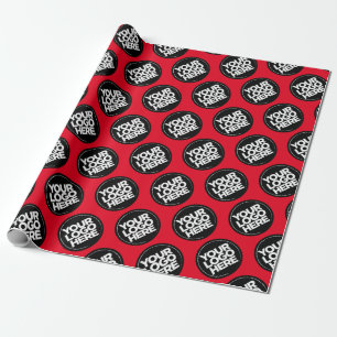 Create your own Bold Red Repeating Logo Background Wrapping Paper