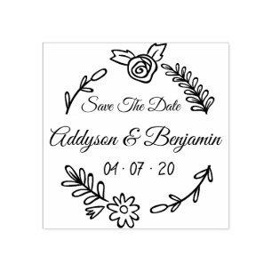 Create Your Own Botanical Save The Date Rubber Stamp