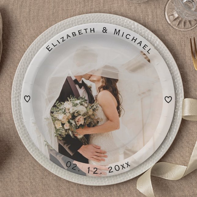 Create Your Own Bride and Groom Photo Wedding Paper Plate (Creator Uploaded)