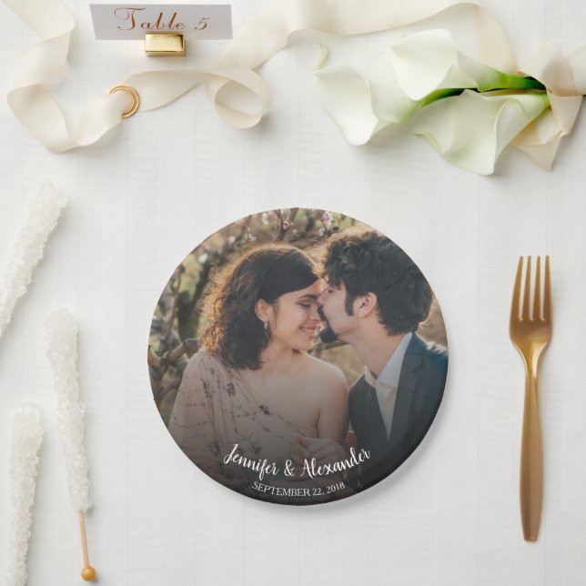 Create your own bride and groom photo wedding paper plate (Wedding)