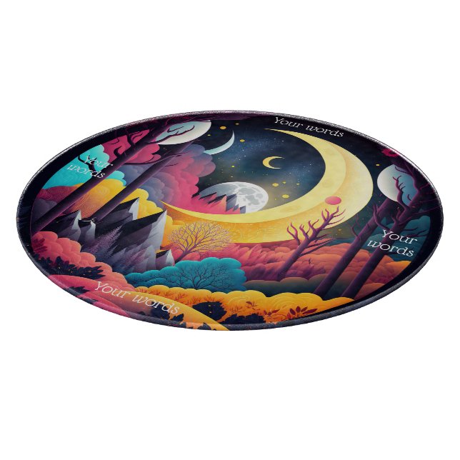 Create Your Own Bright Crescent Moon Forest Cutting Board (Corner)