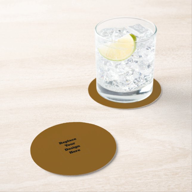 Create Your Own Brown Round Paper Coaster (Insitu)
