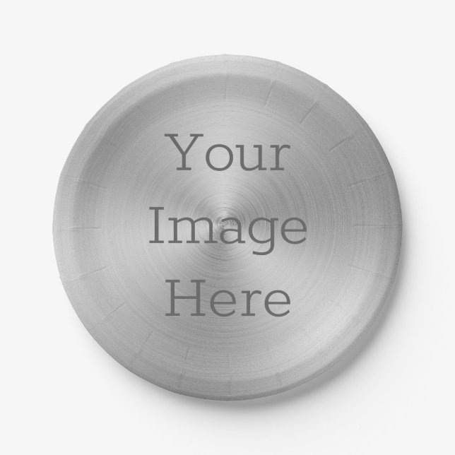 Create Your Own Brushed Radial Platinum Silver Paper Plate (Front)