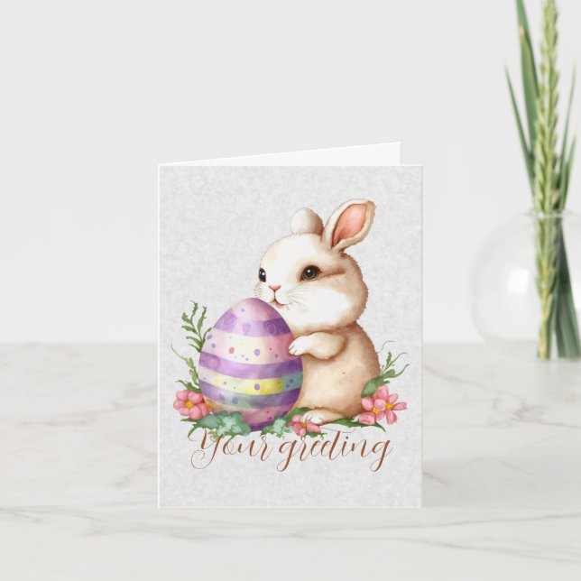 Create Your Own Bunny & Egg with Wildflowers Card (Front)