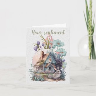 Create Your Own Bunny House & Wildflowers Card