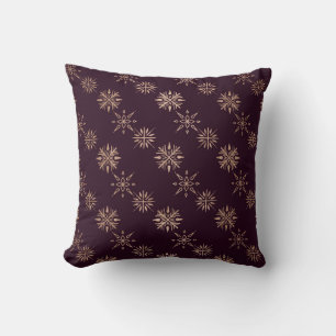 Create Your Own Burgundy & Rose Gold Snowflakes Cushion