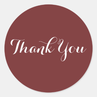 Create Your Own Burgundy Thank You Classic Round Sticker