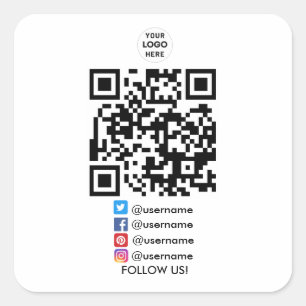 Create Your Own  Business  Social Media QR Code Square Sticker