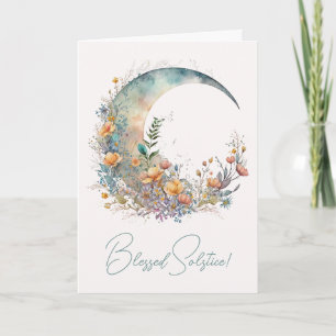 Create Your Own Buttercups Floral Crescent Moon Holiday Card