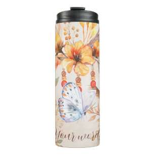 Create Your Own Butterfly & Flowers Thermal Tumbler