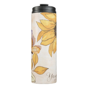 Create Your Own Butterfly & Sunflower Thermal Tumbler