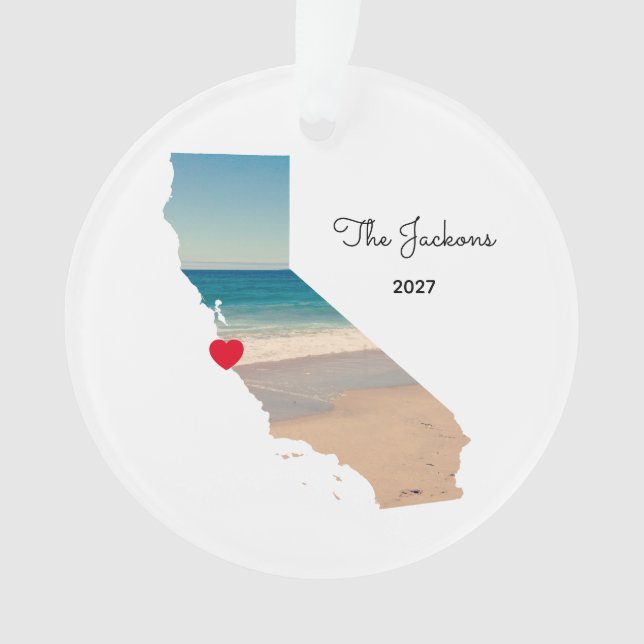 Create Your Own California Beach Trip Photo Ornament (Front)
