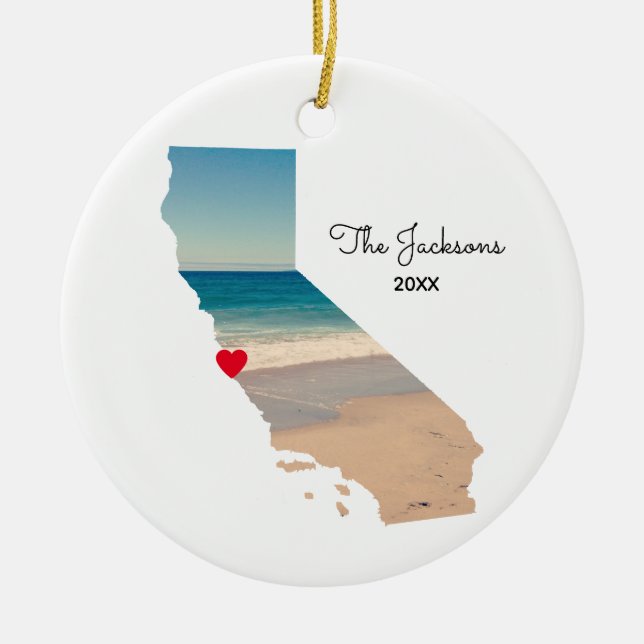 Create Your Own California Vacation Photo Ceramic Ornament (Front)