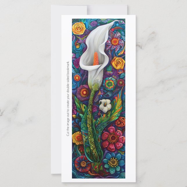 Create Your Own Calla Lily Dot Art Bookmark Card (Front)