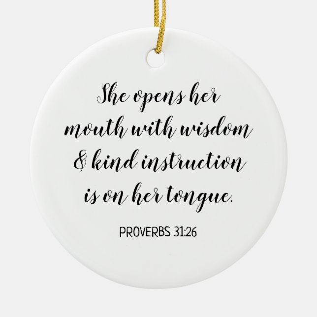 Create Your Own Calligraphy Bible Verse Ceramic Ornament (Front)