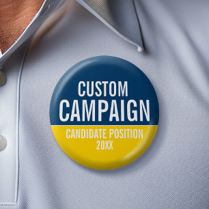 Create Your Own Campaign Gear - Yellow and Blue 6 Cm Round Badge