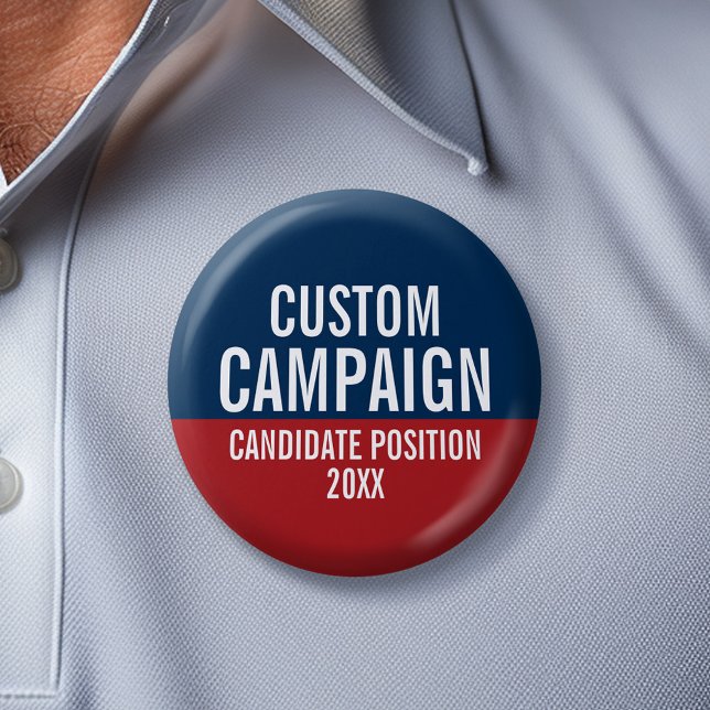 Create Your Own Campaign - Red Blue Classic 6 Cm Round Badge (Personalized Campaign buttons - Make your own campaign gear)