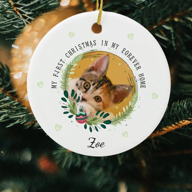 Create Your Own Cat First Christmas Ceramic Ornament (Creator Uploaded)