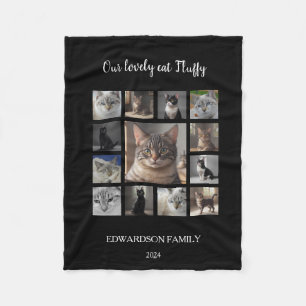 Create your own cat photo collage monogram name fleece blanket