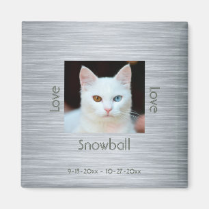 Create Your Own Cat Photo Memorial Grey Magnet