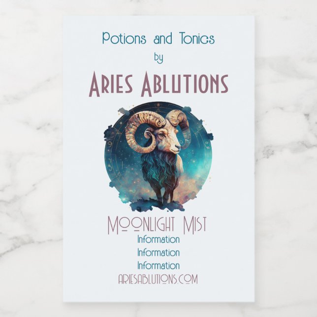 Create Your Own Celestial Aries Zodiac Wine Label (Single Label)