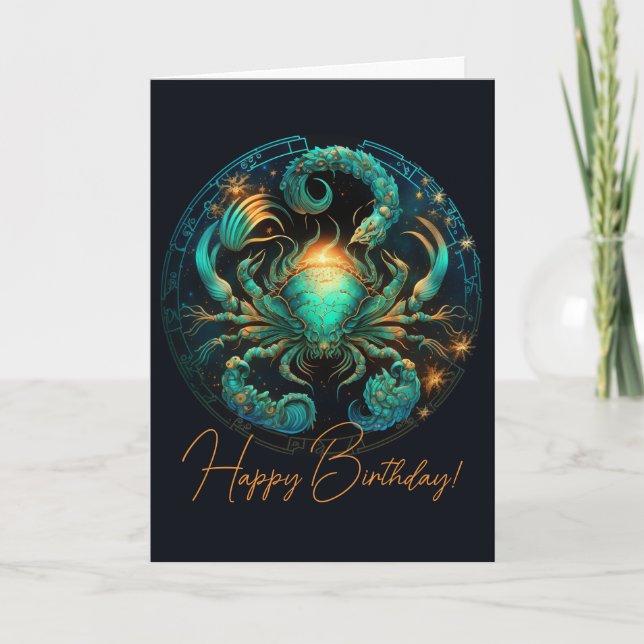 Create Your Own Celestial Cancer Zodiac Holiday Card (Front)