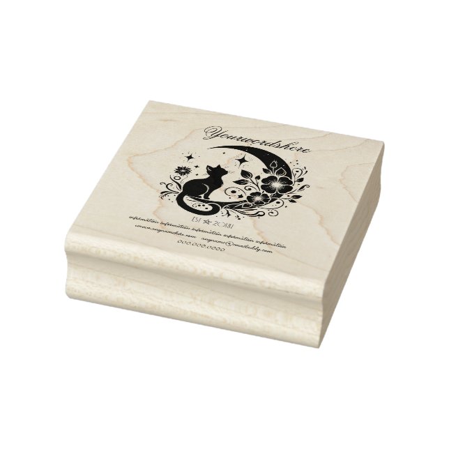 Create Your Own Celestial Flowers Black Cat Kitten Rubber Stamp (Stamp)