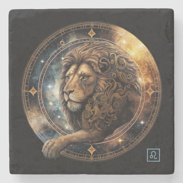 Create Your Own Celestial Leo Stone Coaster (Front)