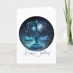 Create Your Own Celestial Libra Zodiac Holiday Card
