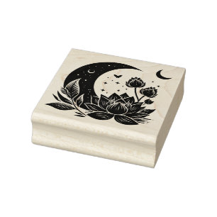 Create Your Own Celestial Lotus Flowers Rubber Stamp