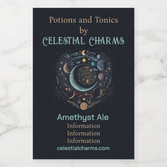 Create Your Own Celestial Lunar Wine Label (Single Label)