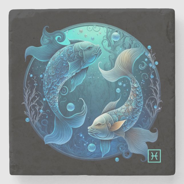 Create Your Own Celestial Pisces Stone Coaster (Front)