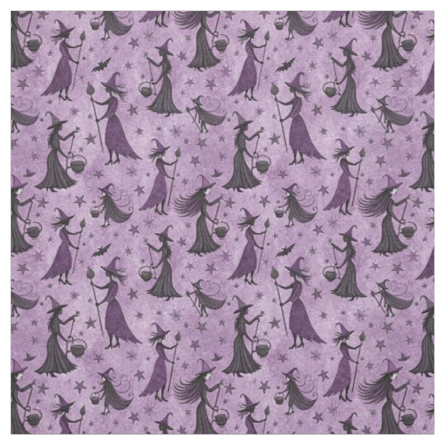 Create Your Own Celestial Purple Black Witches Fabric (Swatch)