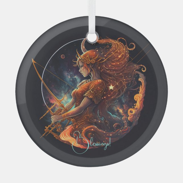 Create Your Own Celestial Sagittarius Zodiac Glass Tree Decoration (Front)